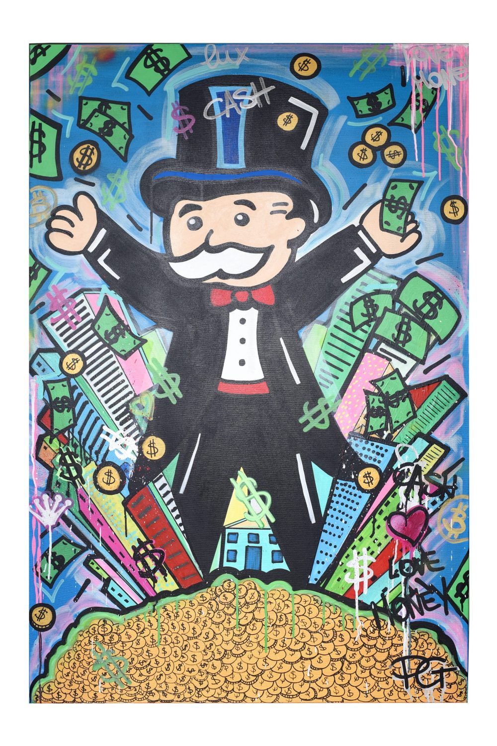 Quadro Pop Art Mr. Monopoly Con Dollaro