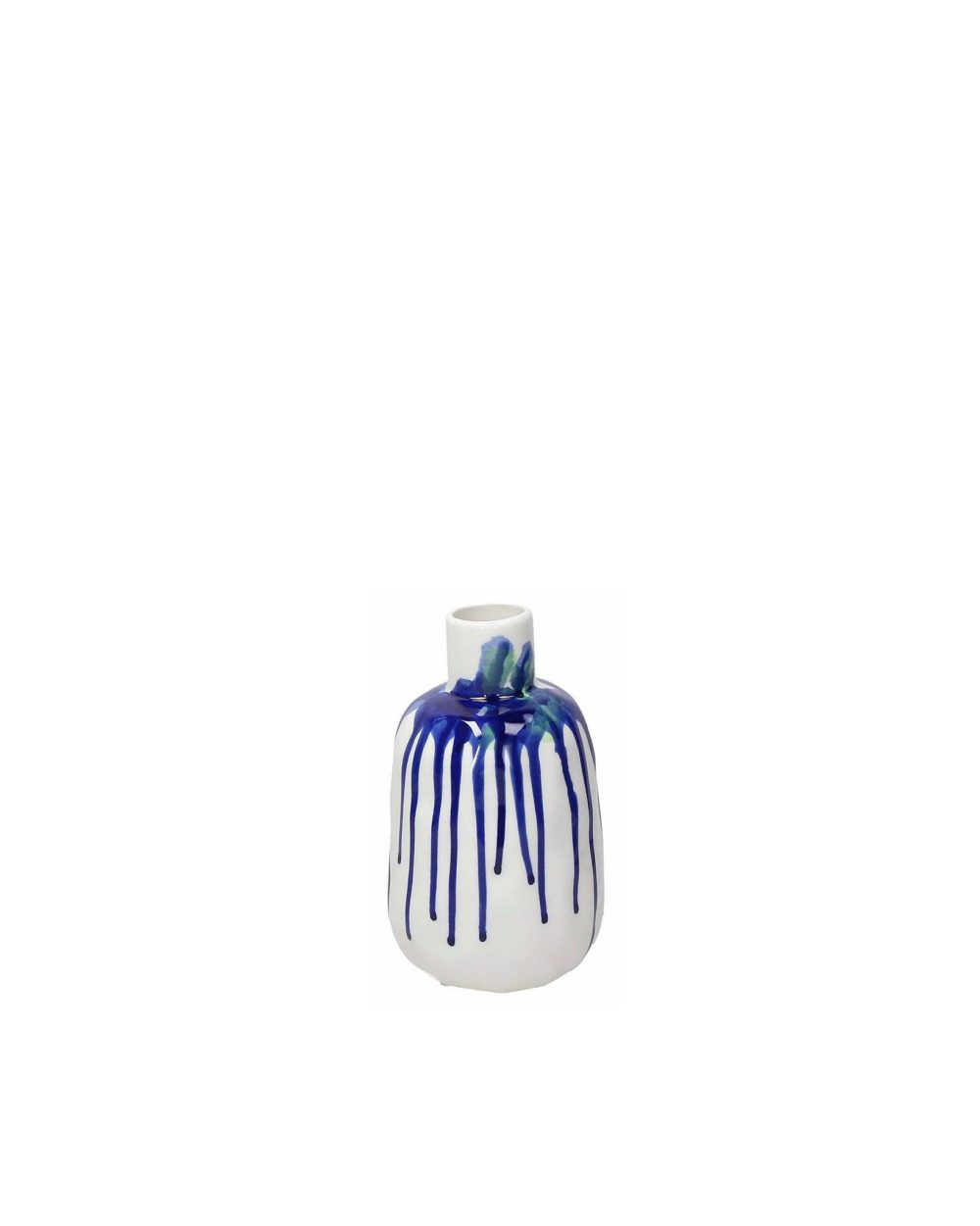 Vaso bianco Andrea Fontebasso Con Colata Blu H.20 Cm Linea Magma