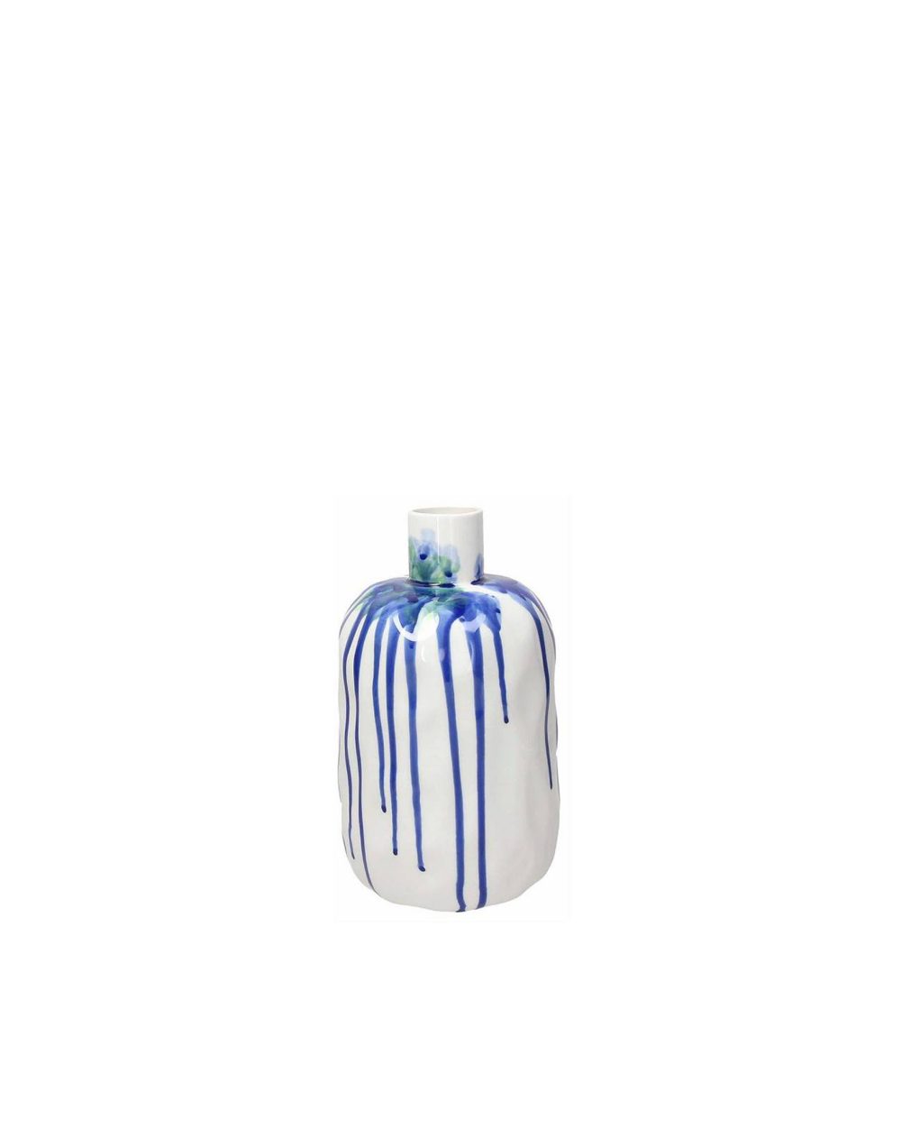 Vaso bianco Andrea Fontebasso Con Colata Blu H.25 Cm Linea Magma