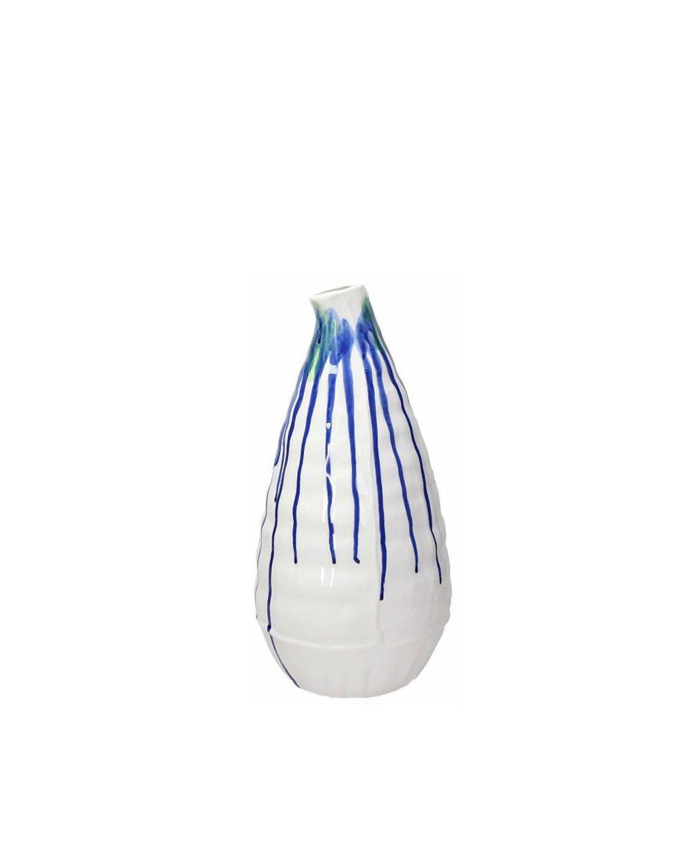 Vaso bianco Andrea Fontebasso Con Colata Blu H.35 cm Linea Magma