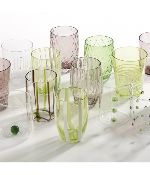 Bicchiere vetro Melting Pot Bicolore Verde-Ametista Set 6 pezzi Zafferano