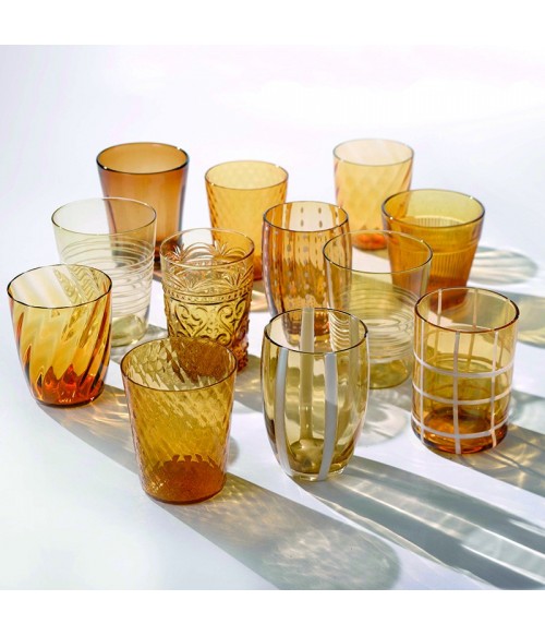 Bicchiere vetro Melting Pot Monocolore Ambra Set 6 pezzi Zafferano