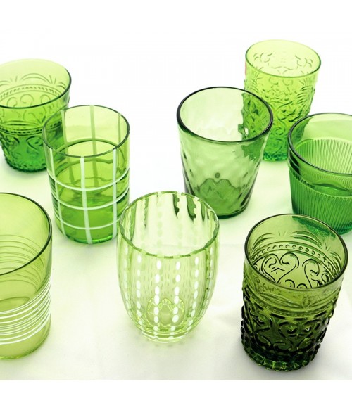 Bicchiere vetro Melting Pot Monocolore Verde Set 6 pezzi Zafferano